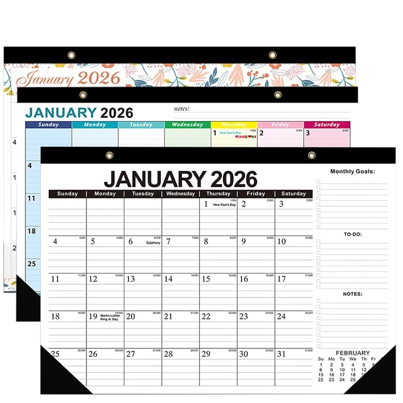 Nouveau calendrier mural 2026 18 mois 2026-2027 quotidien hebdomadaire mensuel Agenda planificateur organisateur décor de bureau à domicile calendrier suspendu