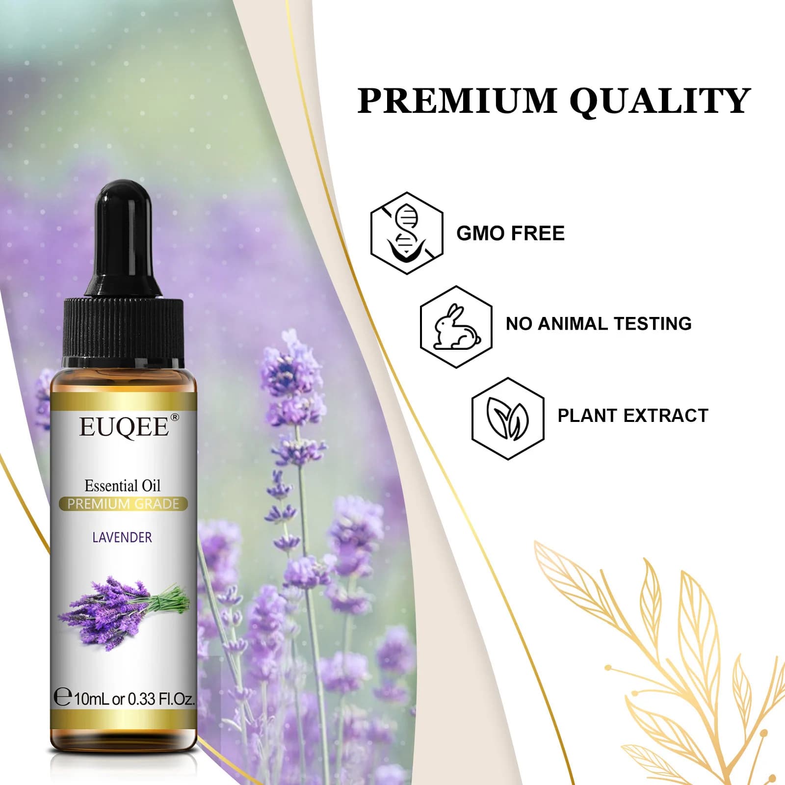 EUQEE 10ml Huile Essentielle Naturelle Pure Lavande Jasmin Eucalyptus Vanille Bois de Sandal Orange Citron Oregano Rose Bois de Cèdre Cannelle Citronelle Parfum
