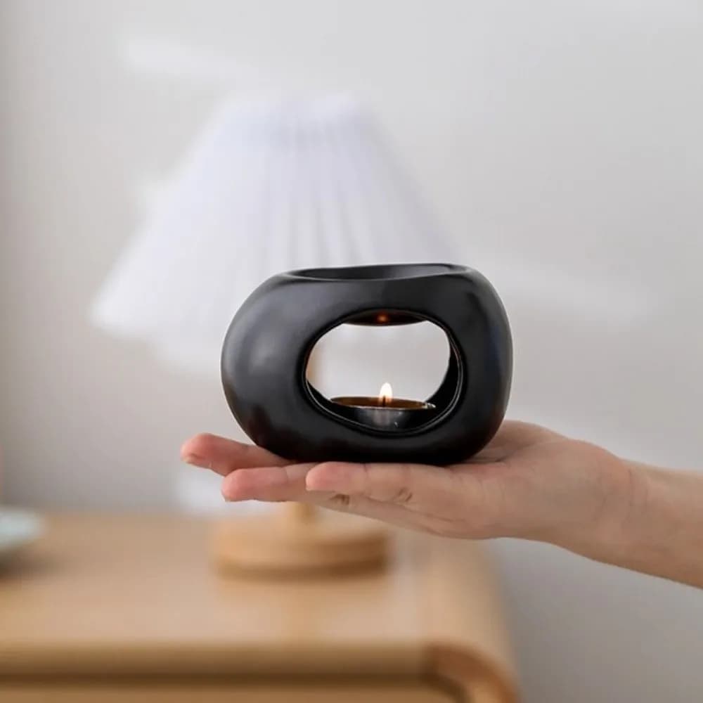 Brûleur d'huiles essentielles en céramique, brûleur d'aromathérapie minimaliste décoratif, support de chauffage de bougie moderne, studio de yoga