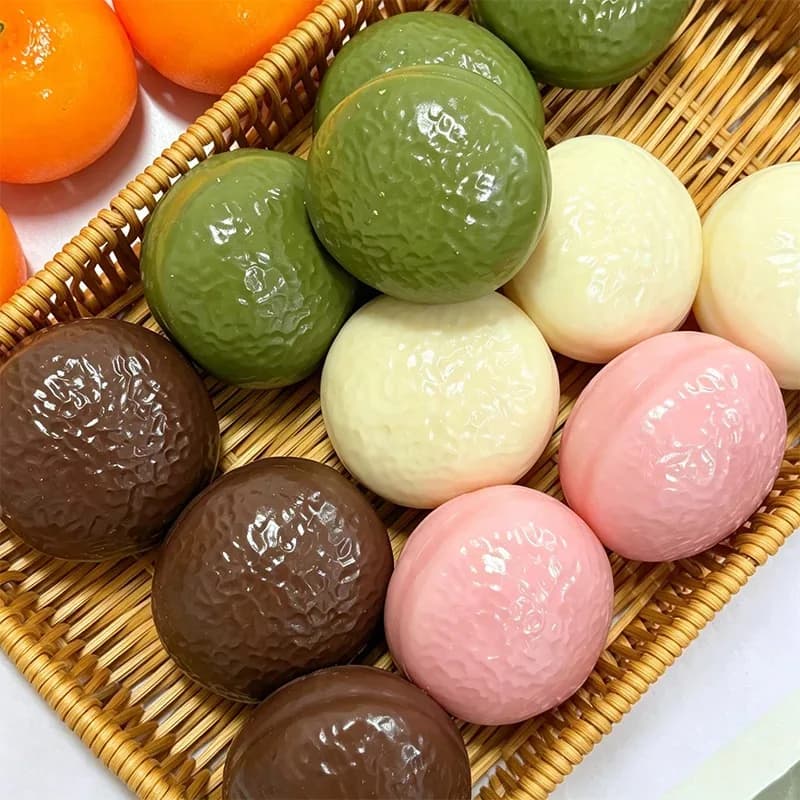 Balle anti-stress à presser artisanale et croustillante, saveur tarte au chocolat blanc matcha, balle sensorielle à presser, remplissage blocs de construction, ASMR