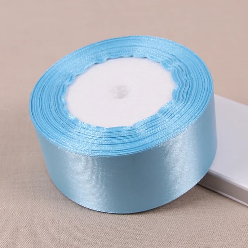 Rubans en satin de soie bleu ciel, 22 mètres/rouleau, pour artisanat, nœuds faits à la main, emballage cadeau, ruban décoratif pour mariage et noël, 6mm-75mm