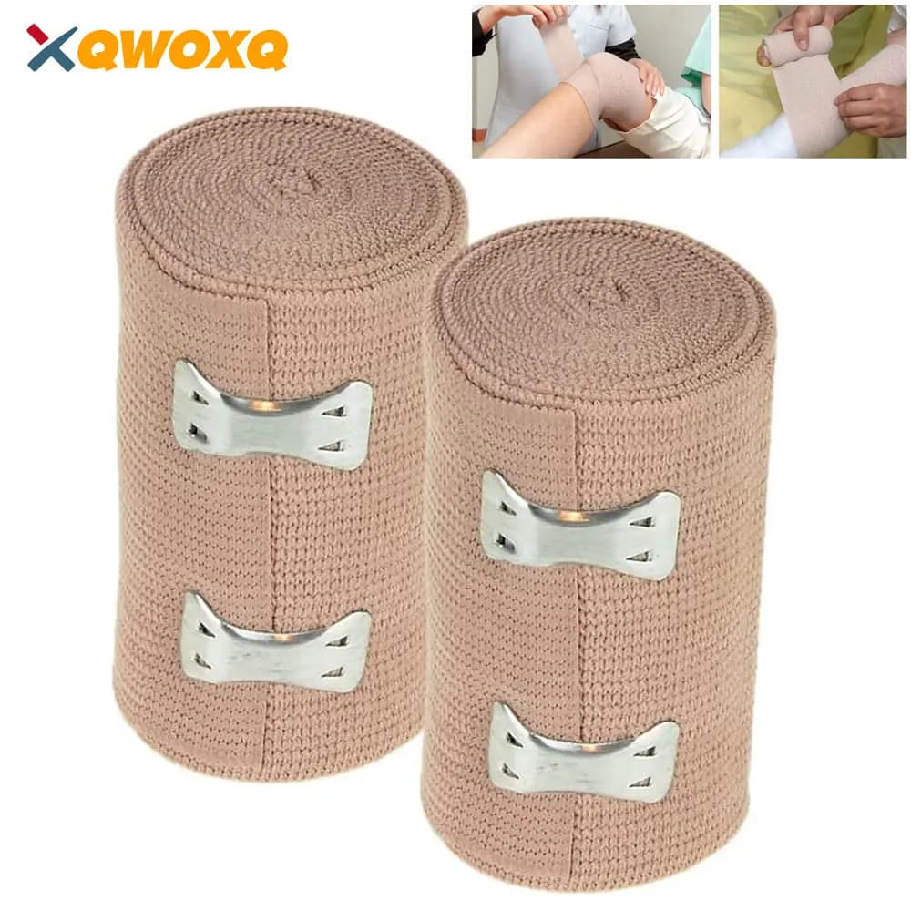 1 rouleau de bandage élastique de qualité supérieure – Bandage à compression solide avec clips supplémentaires pour le sport, les entorses, le poignet, la cheville et le pied
