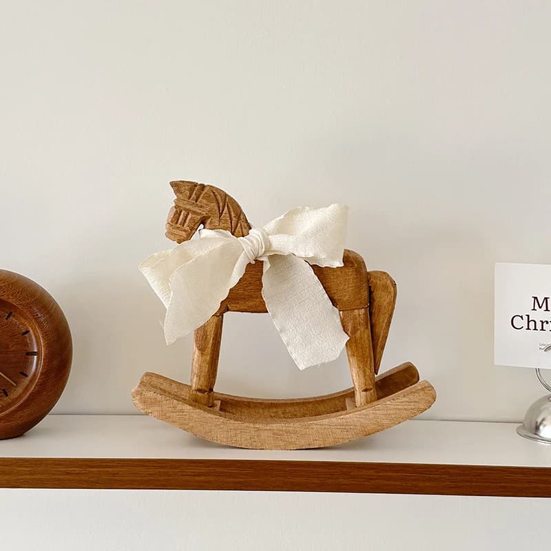 Série de chevaux en bois sculptés à la main, cheval à bascule rétro, décoration de bureau, ornement, cadeau commémoratif pour amis