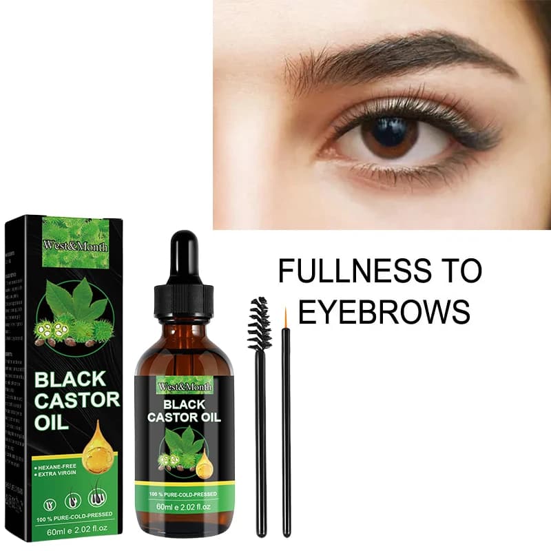 Huile de ricin noire 100% pure pour femmes, croissance des sourcils, nourrit les sourcils, huile essentielle naturelle, lifting des cils, soin allongeant
