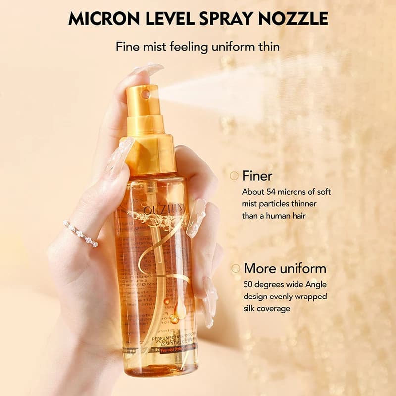 Spray d'huile essentielle pour les soins des cheveux, nourrissant et réparateur, finition lisse et brillante, parfum longue durée, utilisation facile pour tous les types de cheveux