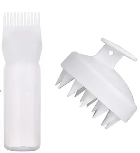 Bouteille de distributeur d'huile pour cheveux, applicateur de peigne racine, masseur de cuir chevelu réutilisable, shampooing, brosse, outil de embau