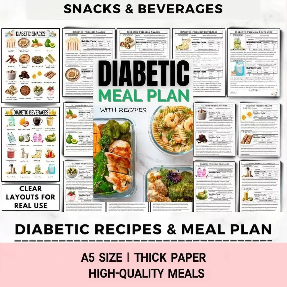 Livre professionnel de recettes et de plans repas pour diabétiques | Plan de régime de 7 jours pour le contrôle de la glycémie | Guide nutritionnel pour les diabétiques