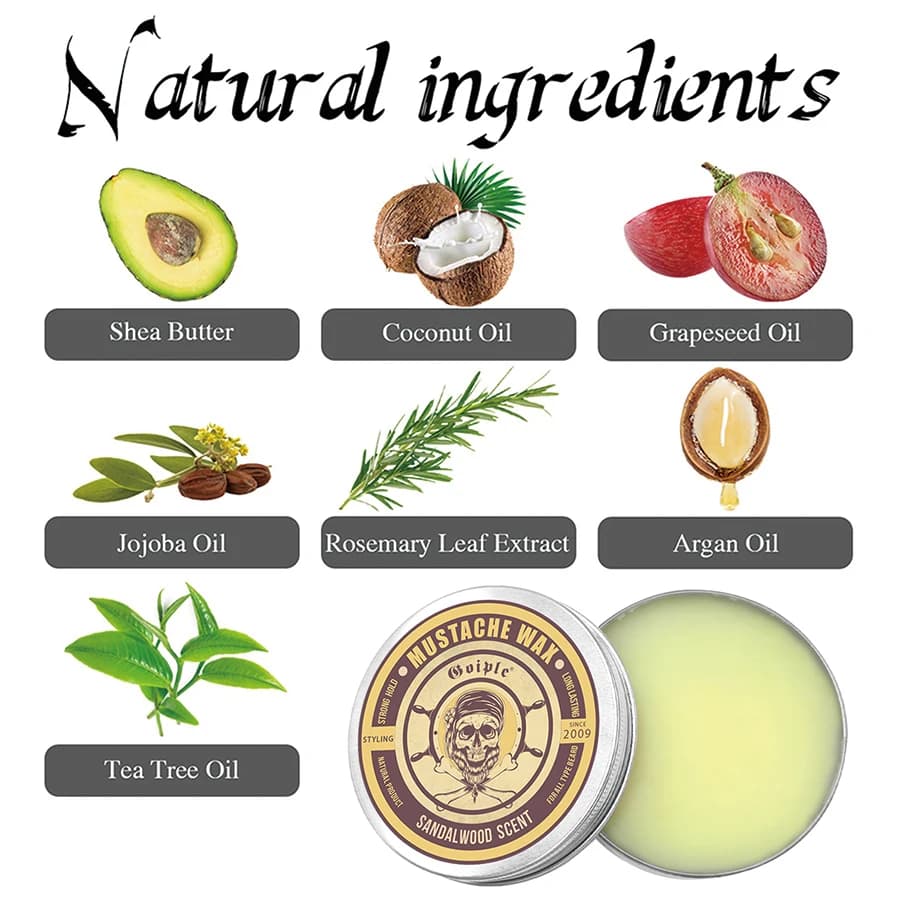 Cire à barbe parfumée au bois de santal pour hommes, produits de traitement des moustaches, soins capillaires du visage, beurre pour adoucir et lisser les barbes, 30g