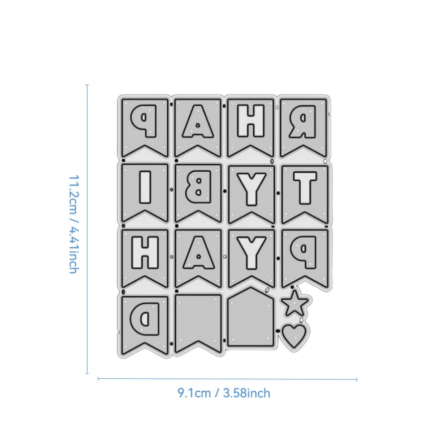 Matrices de découpe en métal pour drapeaux de lettres joyeux anniversaire