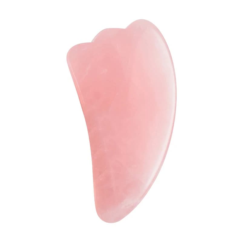 Rouleau de massage en quartz rose et jade + grattoir Gua Sha en pierre naturelle, masseur de cou, dos et visage, outils amincissants et anti-rides 3 en 1