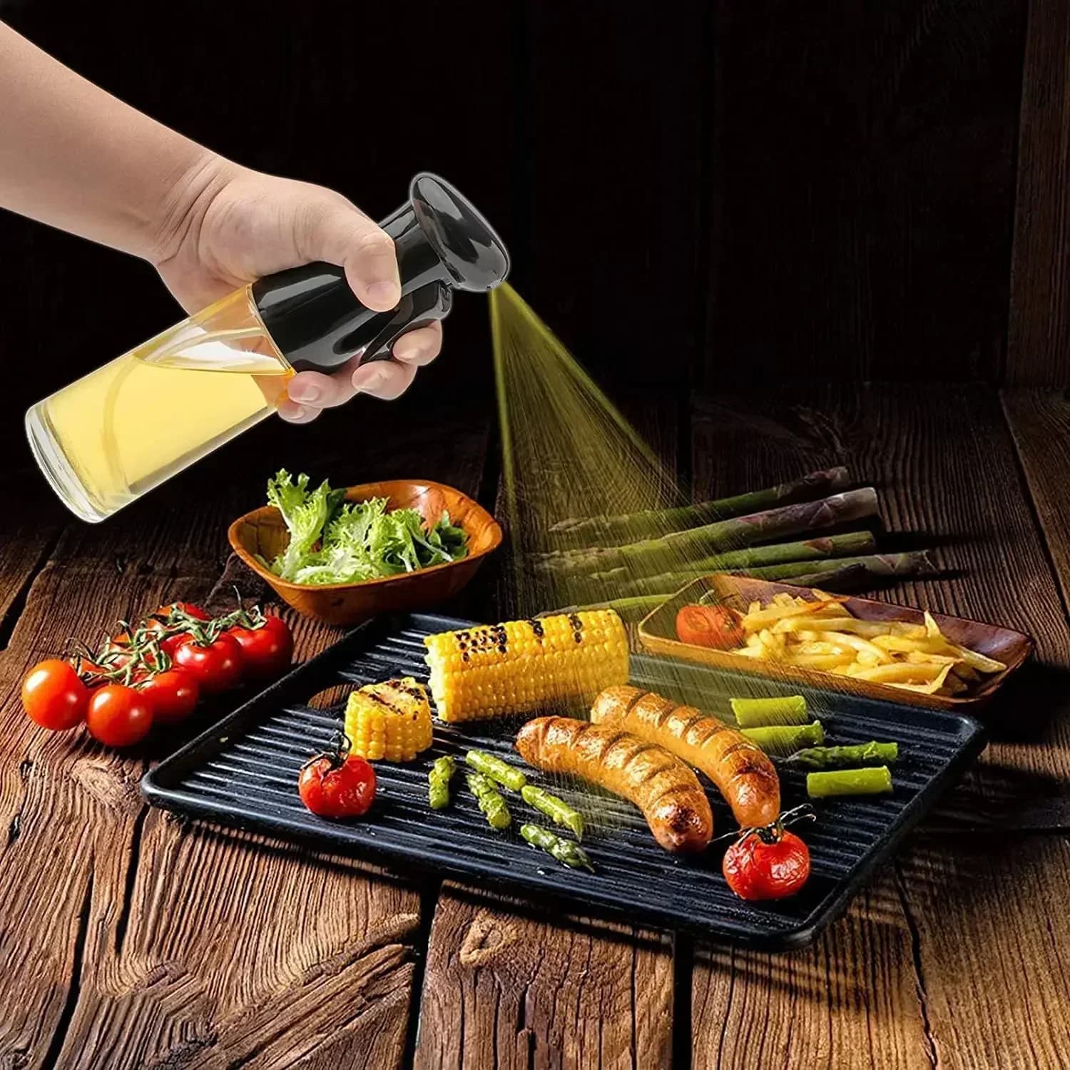 Pulvérisateur d'huile d'olive 200/300/500ml, bouteille de pulvérisation d'huile de cuisson pour barbecue, pulvérisateur d'huile d'olive, bouteilles de pulvérisation d'huile de vinaigre