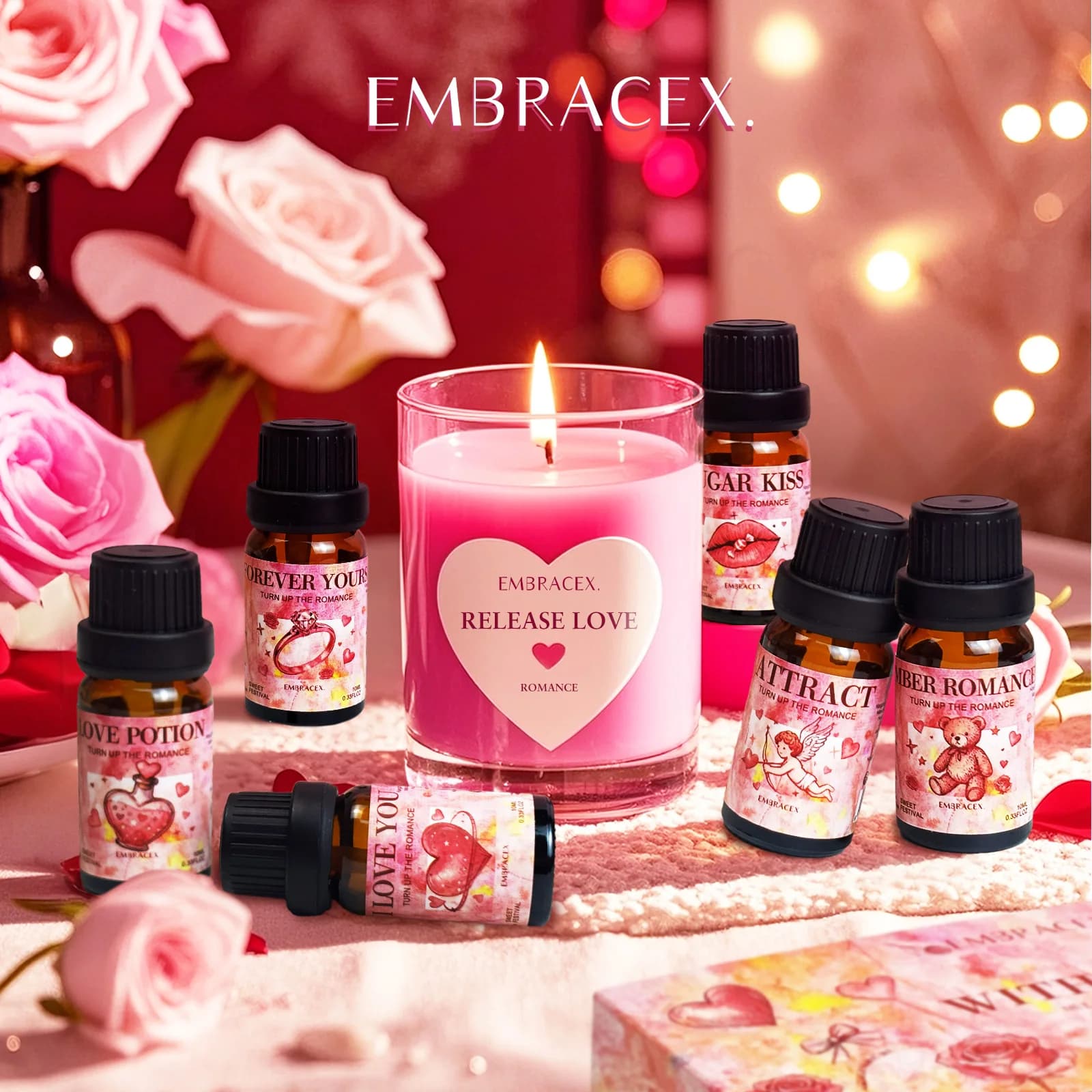 Huile essentielle Amber Romance 10 ml, Huile d'aromathérapie Doux murmure de l'amoureux - Cadeau romantique de la Saint-Valentin pour elle/lui pour approfondir l'affection