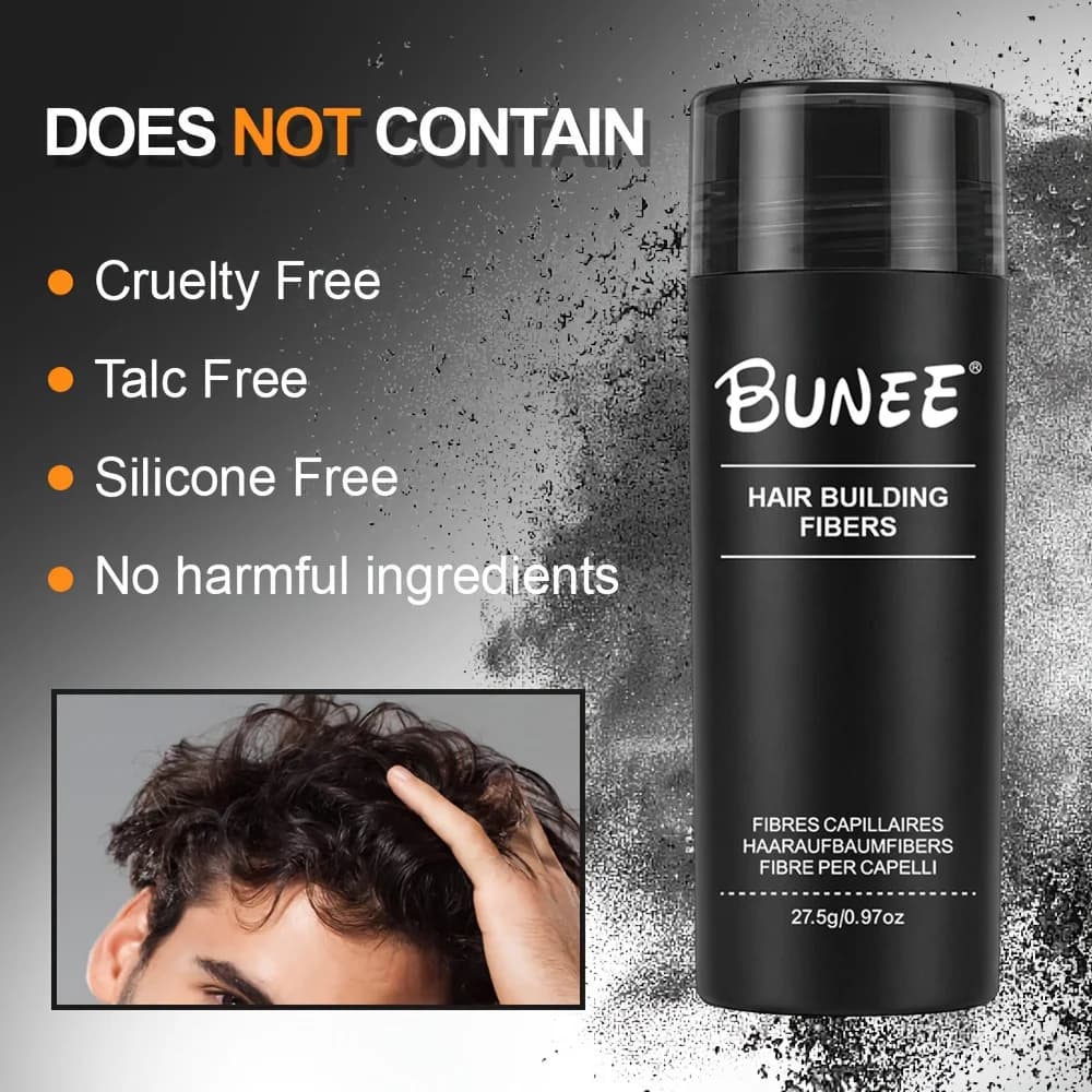 BUNEE-Fibre Capillaire 27.5g, Fibres Naturelles Épaisses pour Hommes pour les Zones Calvies, Lignes de Parties Récoltées, Comprend 27.5g de Poudre de Fibre