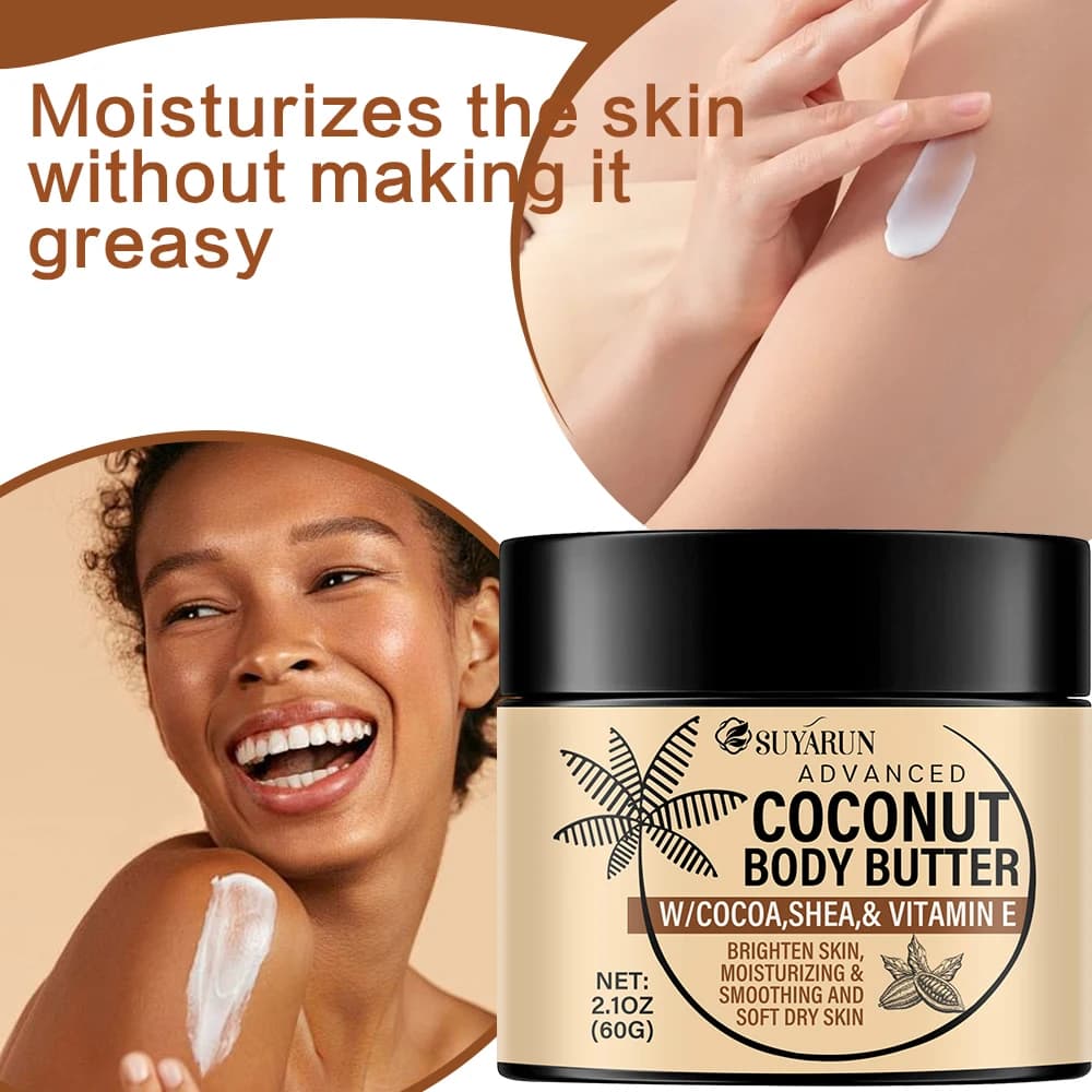 Crème hydratante intense SUYARUN pour peaux sèches, hydratation biologique à l'huile de coco, absorption rapide, nourrissante 24 heures.