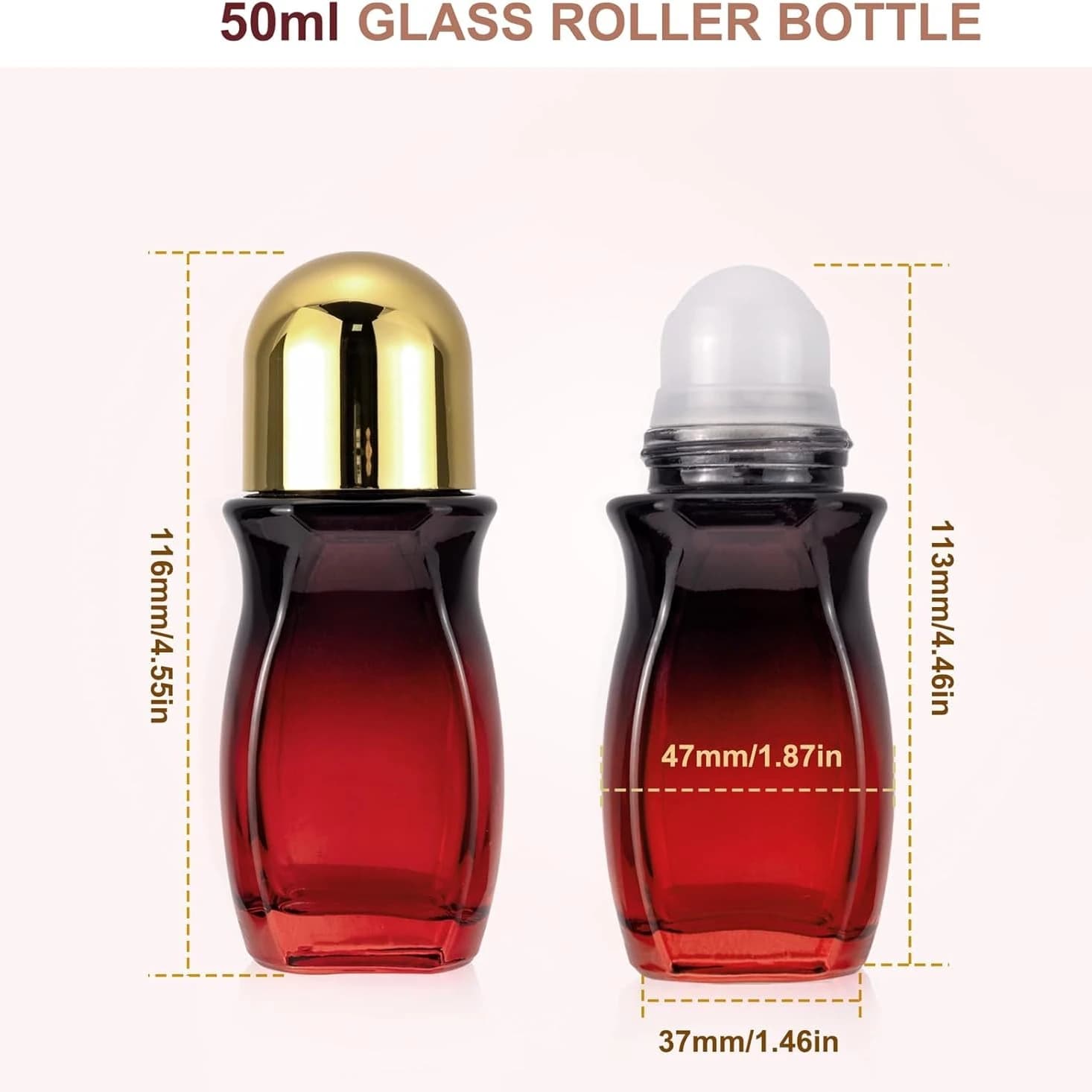 1 pièce Flacon roll-on en verre 50 ml rouge dégradé avec bille roll-on en plastique et ouvre-bouteille, contenant pour huiles essentielles