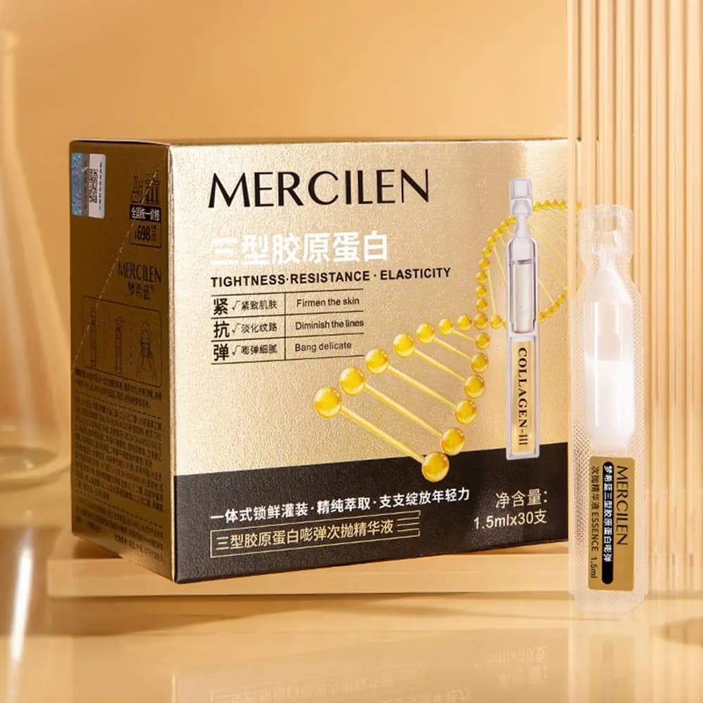 Boost d'hydratation quotidien avec des ampoules de collagène de type III et d'acide hyaluronique favorisant une texture de peau lisse et confortable