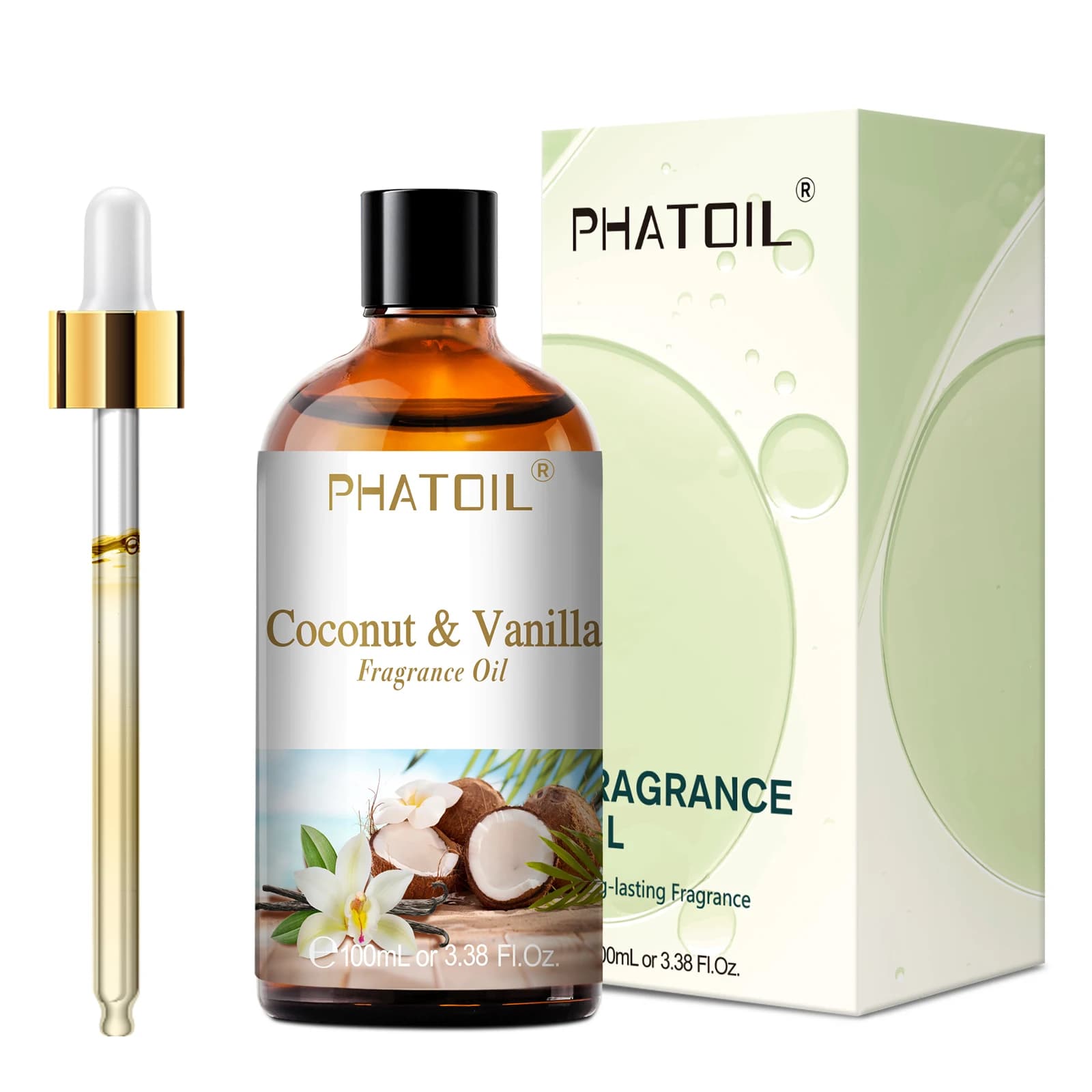 PHATOIL 100ml huile parfumée aux fruits avec compte-gouttes-noix de coco et vanille mangue pastèque fraise huiles d'aromathérapie pour diffuseur