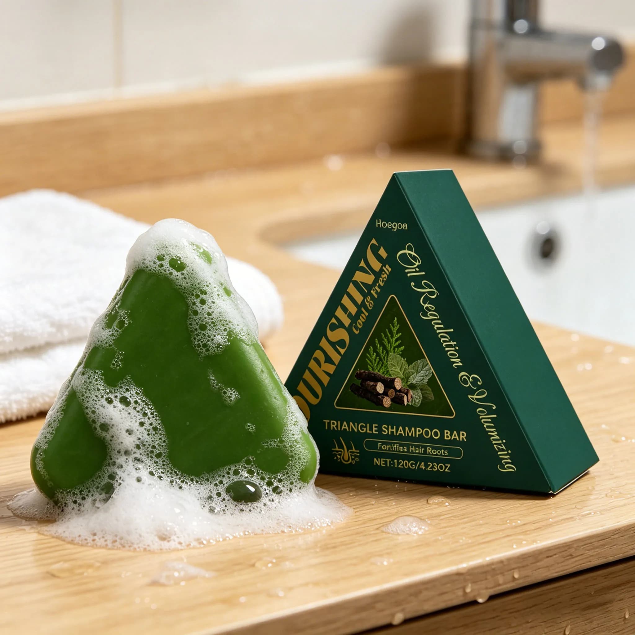 Savon Shampoing Herbal Nettoyant Doux pour le Cuir Chevelu, Rafraîchissant, Contrôle du Sébum, Anti-Pelliculaire, Purifiant, Réduit la Casse, Nourrit les Racines des Cheveux