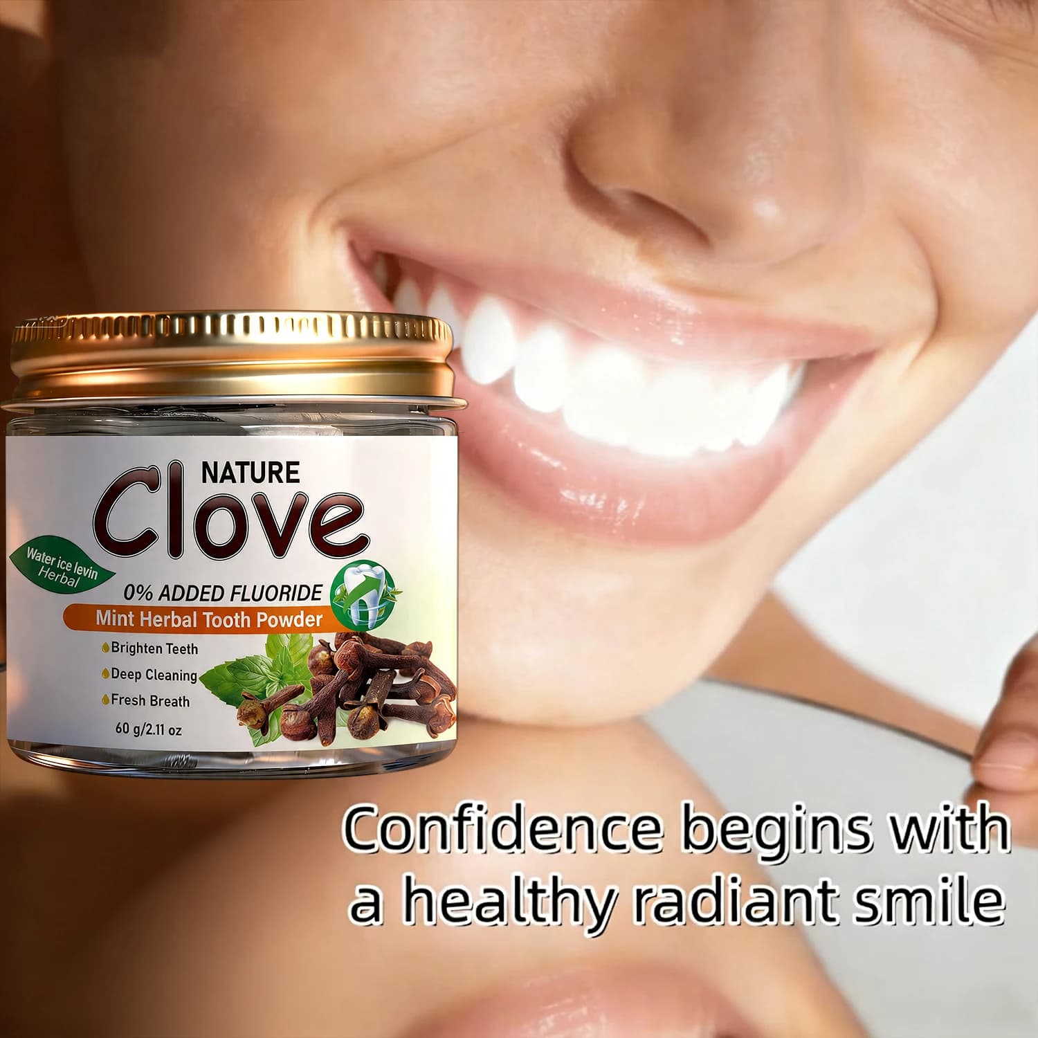 Poudre dentifrice naturelle à la menthe et au clou de girofle - Sans fluor