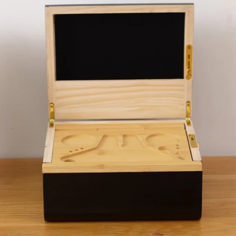 Boîte en bois de qualité supérieure, plateau roulant amovible, boîte décorative anti-odeur avec serrures Vintage pour la maison ou le bureau