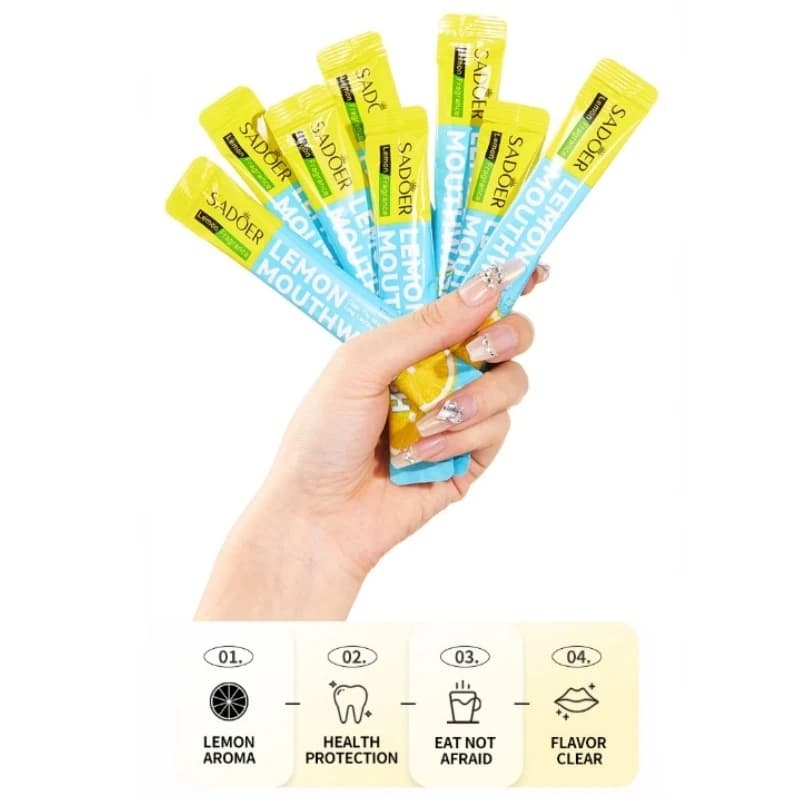 20 pièces de 10 ml de bain de bouche au citron Sadoer, riche en extrait de citron (agrumes), au parfum de citron, rafraîchissant et stimulant, pour une bouche fraîche avec un parfum de citron sucré, t