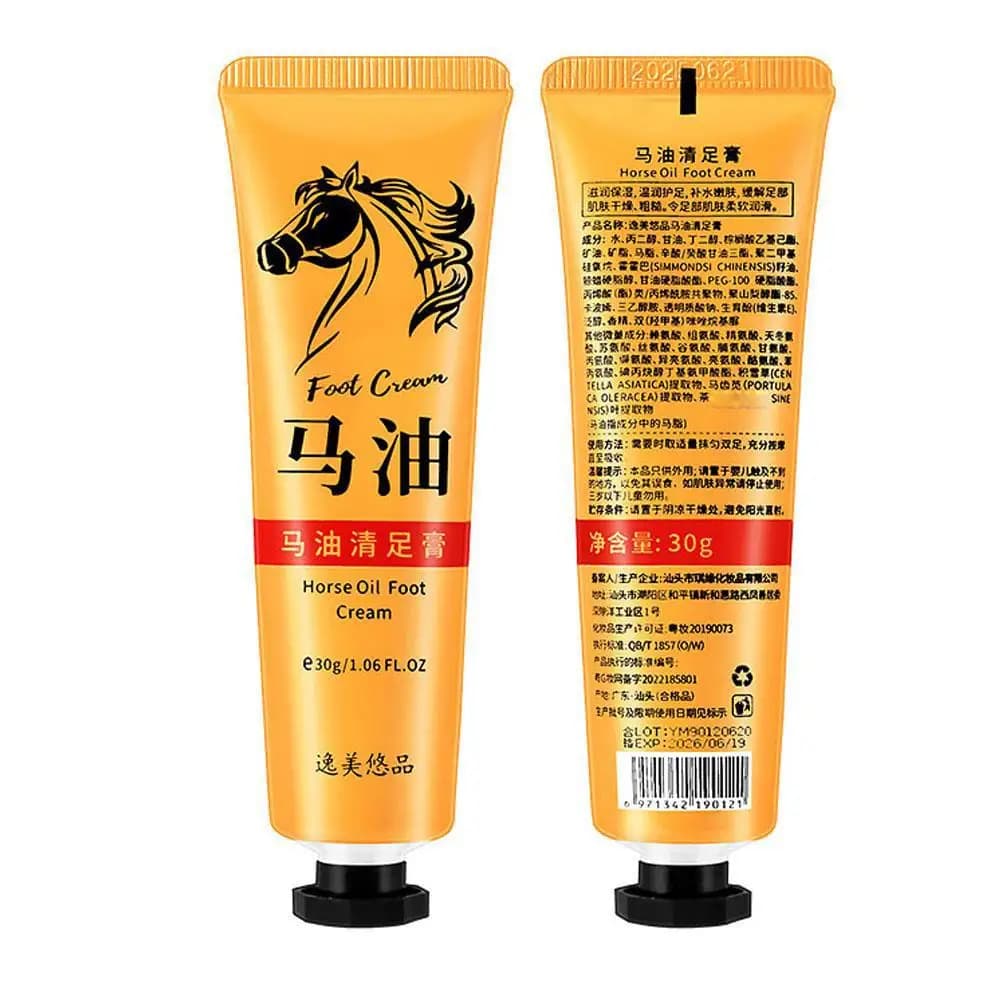 Crème nettoyante pour les pieds à l'huile de cheval