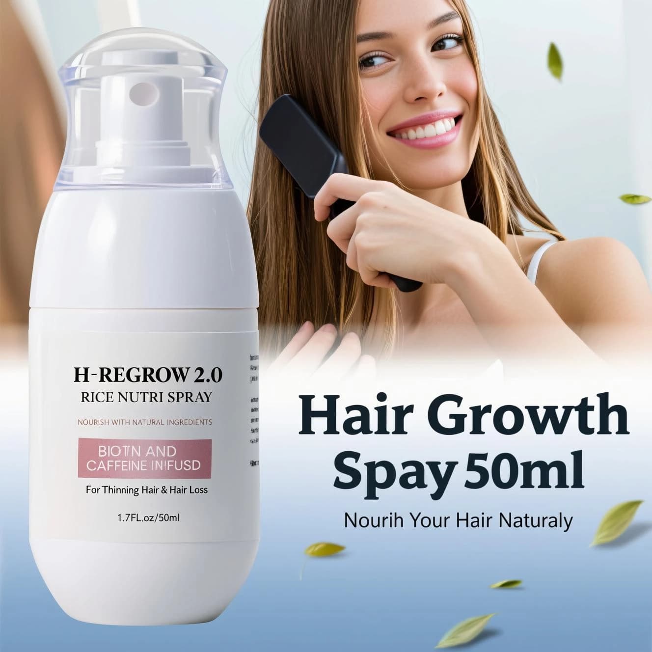 Spray capillaire au caféine et au gingembre naturel - Formule de biotine de lysine premium 50 ml. Traitement anti-chute pour la croissance des cheveux plus épais.