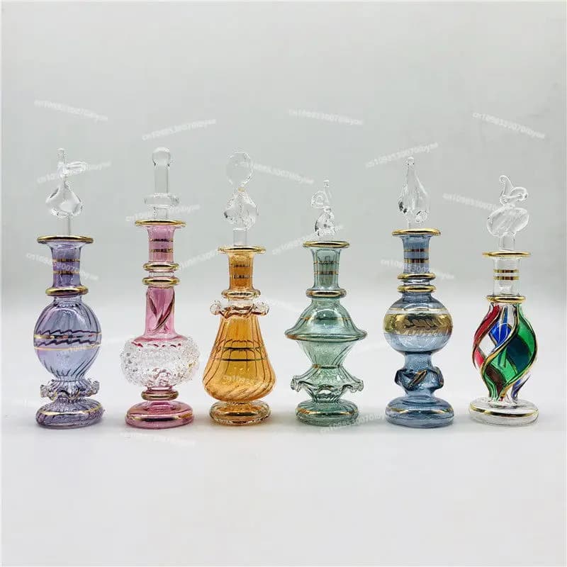 Bouteille en verre égyptien, bouteille d'essence, bouteille d'huile essentielle, décoration de la maison purement soufflée à la main, parfum égyptien au sable 7cm