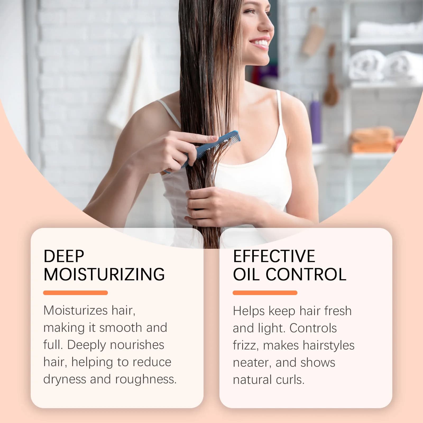 Ensemble shampoing et revitalisant noix de coco – Soin capillaire hydratant pour cheveux bouclés | Contrôle de l'huile Élimination des frisottis Nettoyage du cuir chevelu Lissant