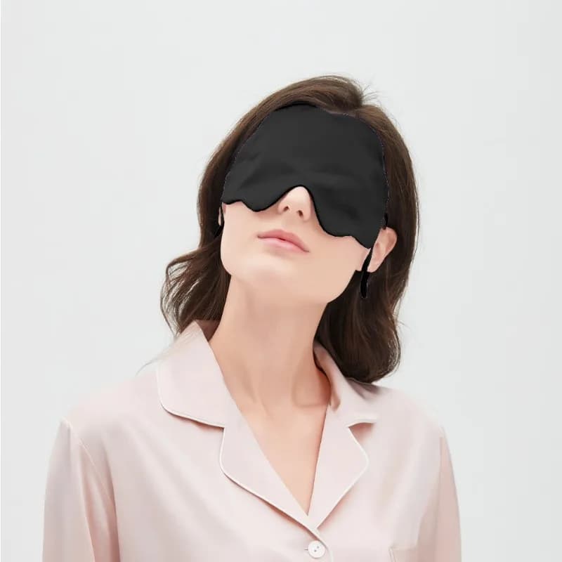 Masque de sommeil en soie unie, double face, en coton et soie, avec crochets d'oreille, respirant, pour la sieste.