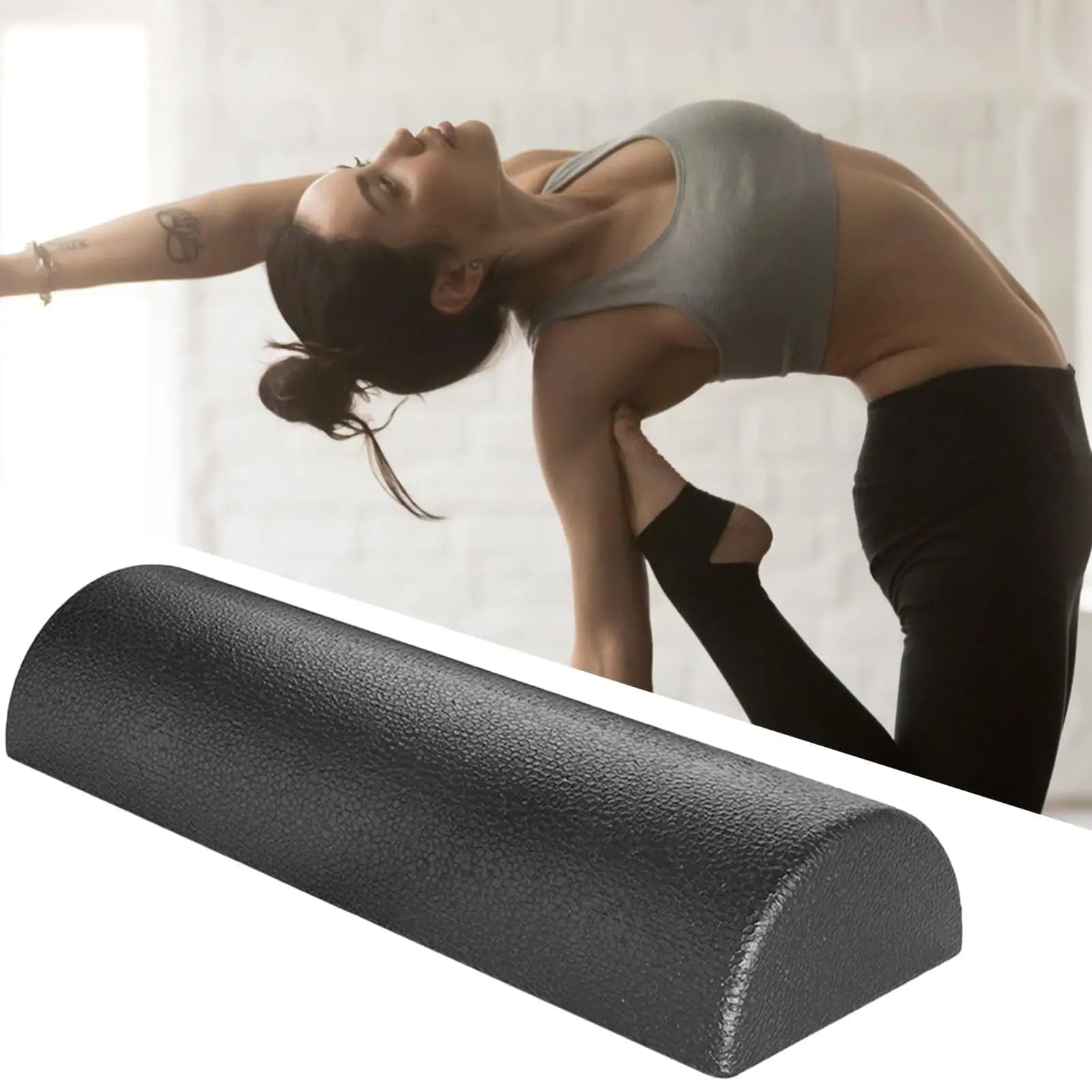 Rouleau de yoga demi-rond pour la relaxation musculaire, l'équilibre et l'entraînement, bloc de massage en mousse pour le Pilates et le sport