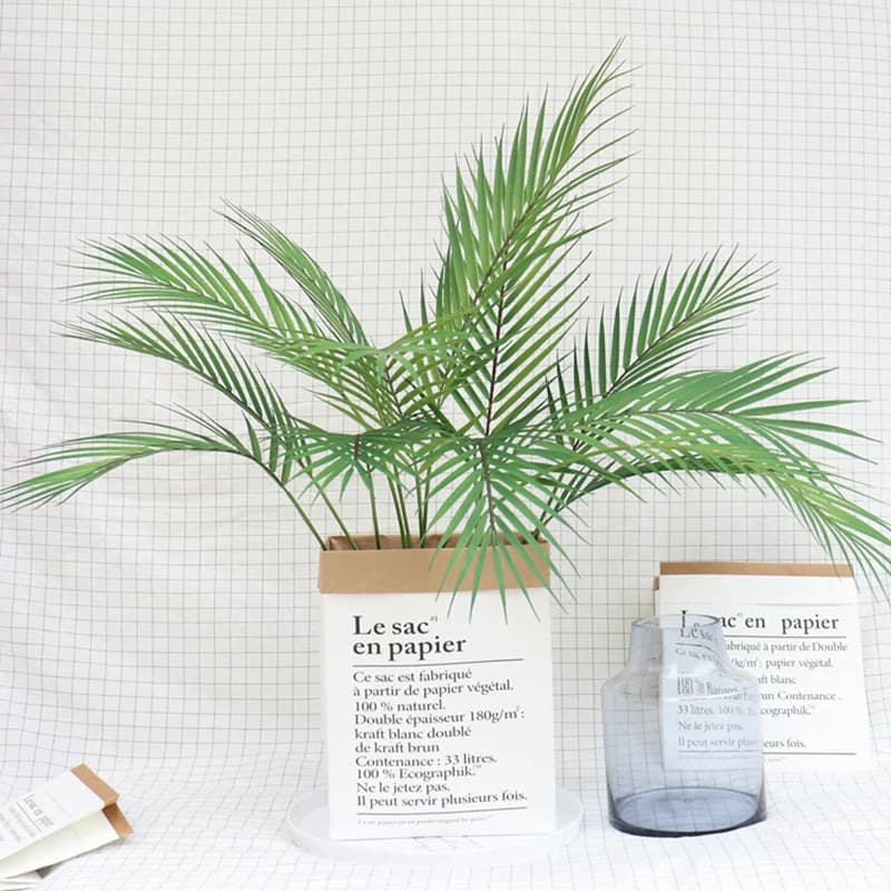 Plantes d'arbre vertes artificielles de 60 CM, feuilles de palmier, fausse branche tropicale, accessoires de décoration d'intérieur en plastique pour jardin de maison, accessoires Photo