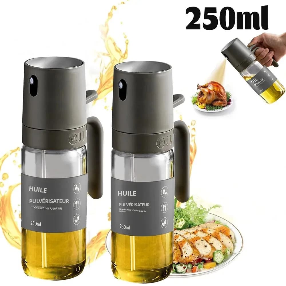 Pulvérisateur d'huile en verre pour friteuse à air – Distributeur d'huile d'olive 2-en-1, bouteille vaporisateur de cuisson à fine brume, pulvérisateur d'huile rechargeable anti-fuite