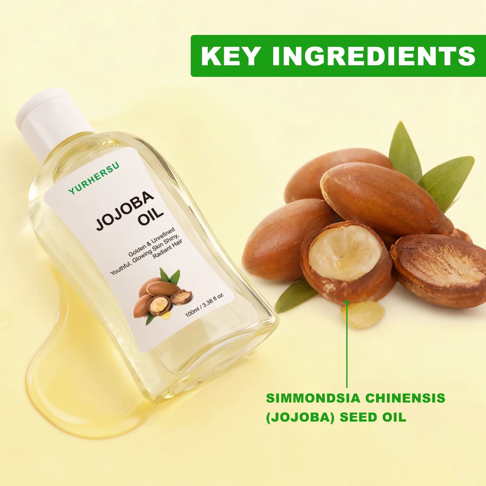 Jojoba huile pour cheveux hydratant et réparateur 100% traitement pur pour cheveux secs et endommagés hydratation profonde Anti-frisottis brillant 100ml