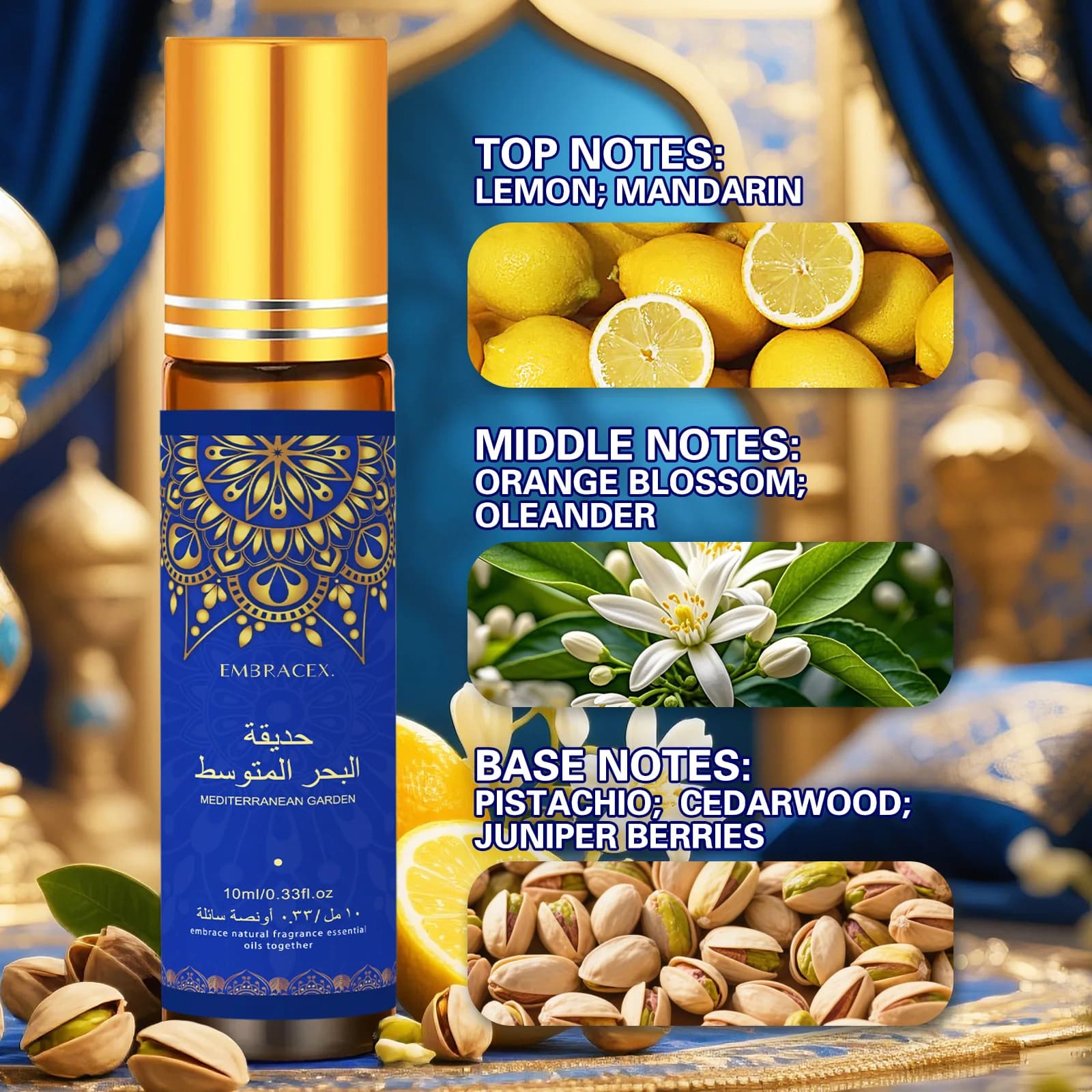 10 ml d'huile essentielle de jardin méditerranéen erotوhuile de parfum à rouleau Eid al-Adha cadeau huile de massage pour soins du corps