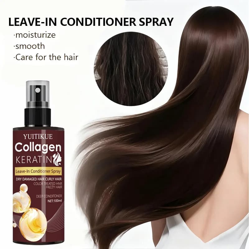 La spray capillaire au collagène et à la kératine nourrit les racines des cheveux, le massage du cuir chevelu, répare les cheveux, solution de soin capillaire à contrôle de l'huile