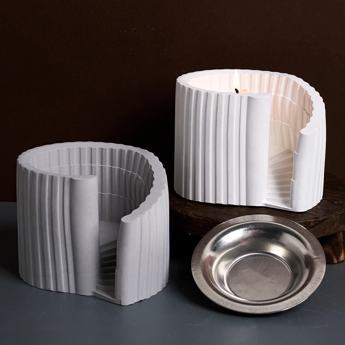 Brûleur d'huile essentielle en béton, moule en Silicone, bricolage fait à la main, escalier en spirale, bougeoir, plâtre, résine, moulage artisanal