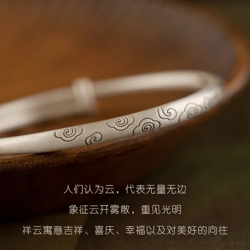 Bracelets de nuages de bon augure en argent pur 999 massif de haute qualité pour femmes, cadeau d'amoureux des mères, bijoux à la mode, tissage de corde fait à la main