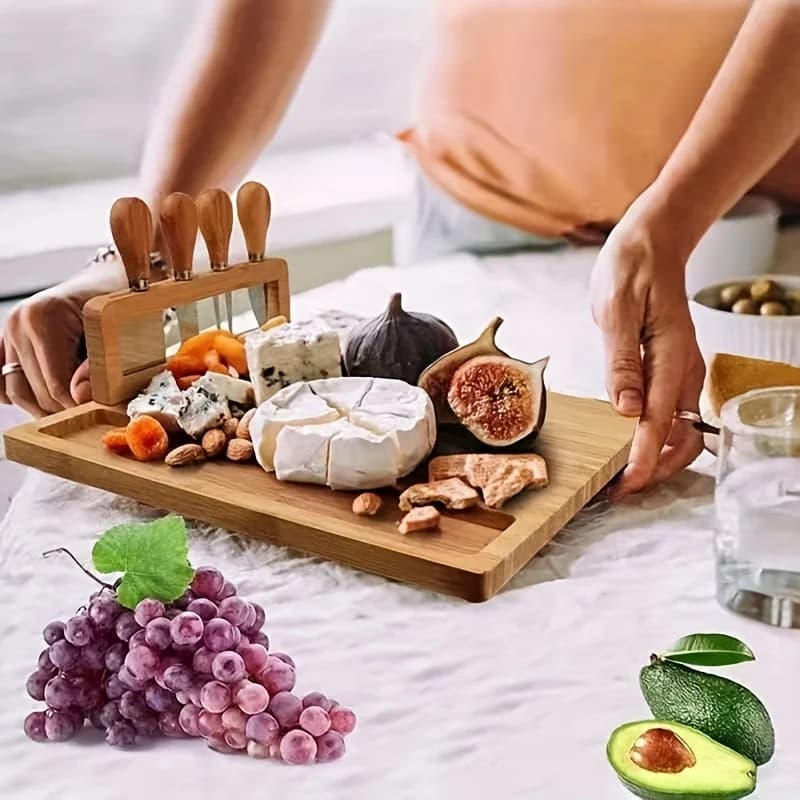 Planche à fromage en bambou, planche à fromage créative, ensemble de vaisselle, plateau à fromage, planche à découper en bois