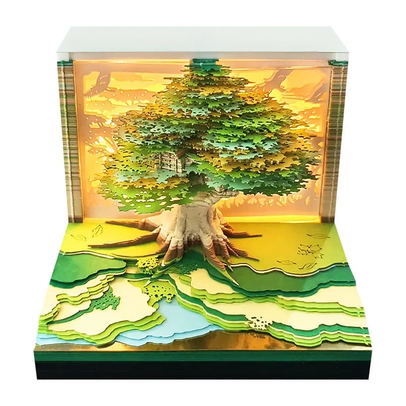 Calendrier 2026 décor de bureau bloc-Notes 3D Sakura Treehouse