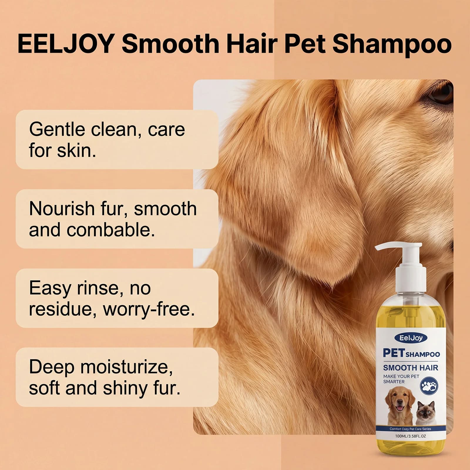 Shampoo pour animaux de compagnie à l'huile de noix de coco naturelle
