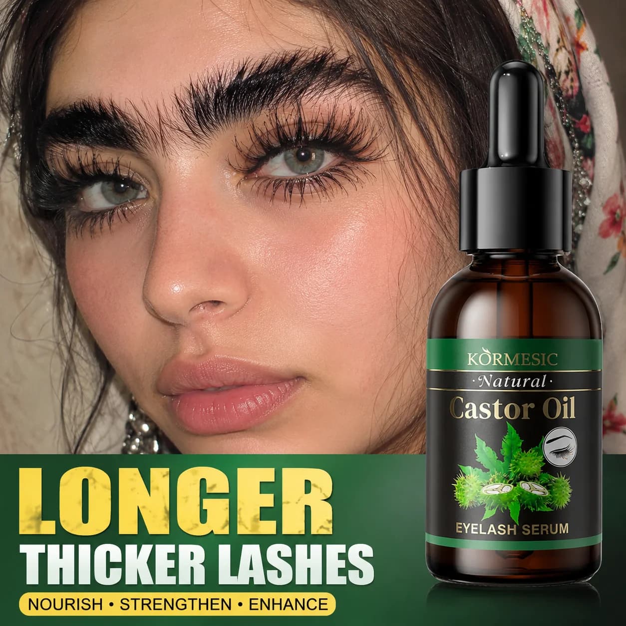 Sérum de croissance des cils à l'huile de ricin, huile de croissance des sourcils, amplificateur de cils, sourcils plus fournis, cils plus longs et plus épais, revitalisant naturel pour les sourcils