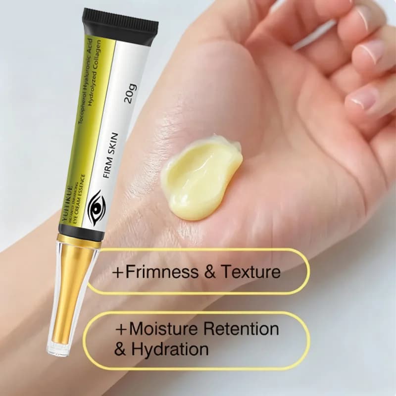 YUITIKUE Crème pour les yeux ferme instantanée 20g - avec acide hyaluronique et collagène, hydrate et éclaircit en profondeur les yeux