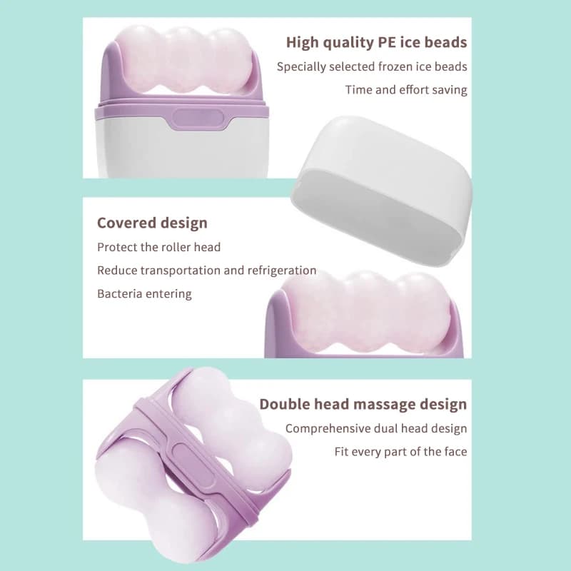 Rouleau de glace à Double tête pour le visage, les poches oculaires, soulagement de la douleur en Migraine et les blessures mineures, thérapie du froid du visage, rouleau de Massage, soins pour la pea