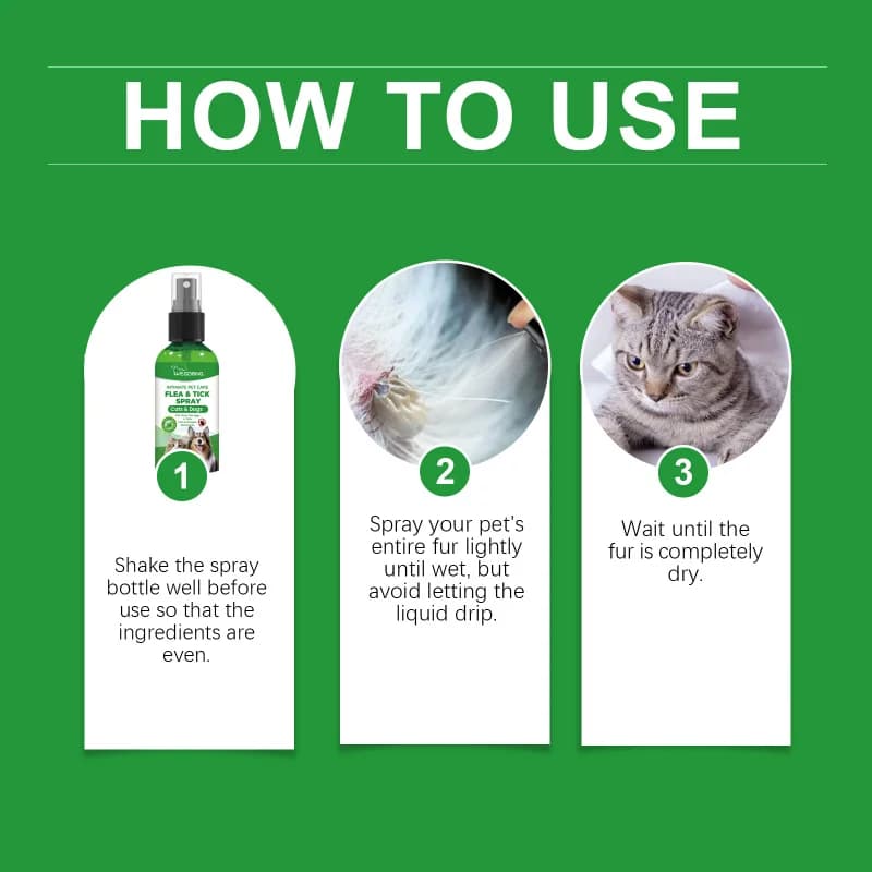 Spray anti-puces et tiques pour chiens et chats, répulsif d'insectes doux à usage quotidien, tue les puces, les tiques et les poux, formule sûre