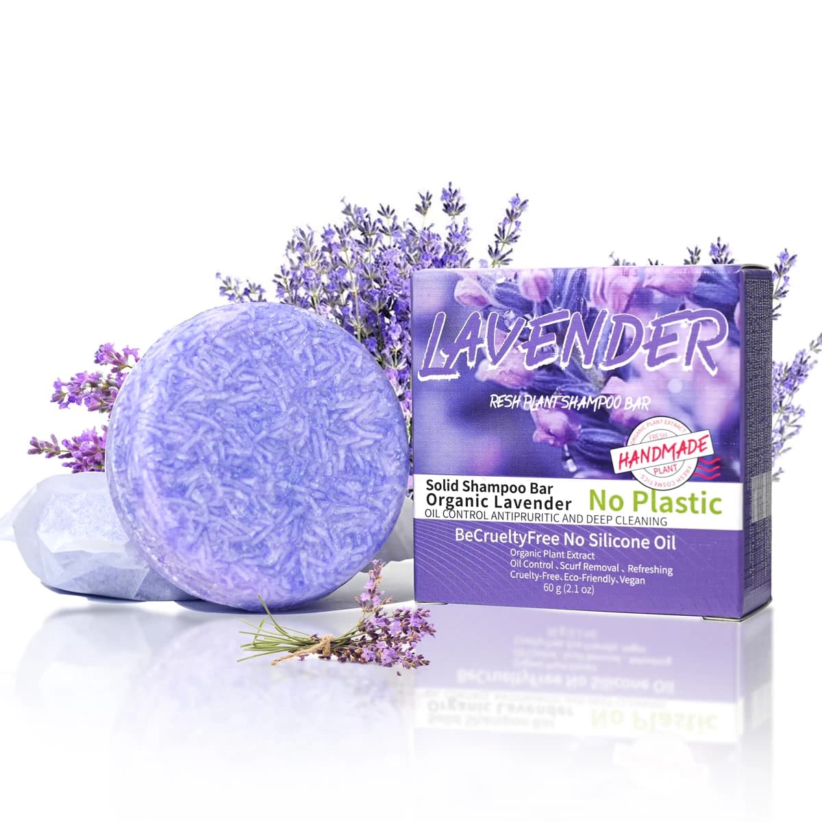 Shampoing aux huiles essentielles de lavande provençale, savon de soin capillaire fait à la main, shampoing solide et savon nettoyant auto-étiqueté