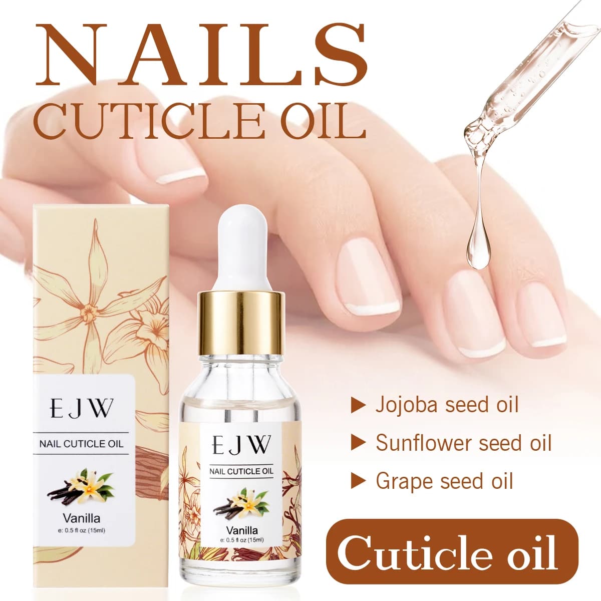 Huile de jojoba pour cuticules – Séchage rapide, soin hydratant, convient aux ongles doux, fragiles, répare la dégarnissure des ongles, améliore l'élasticité