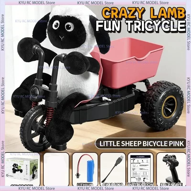 Voiture télécommandée Crazy Lamb RC Tricycle 2.4GHz - Drift haute vitesse, cascades, tout-terrain et escalade - Jouet électrique pour garçons