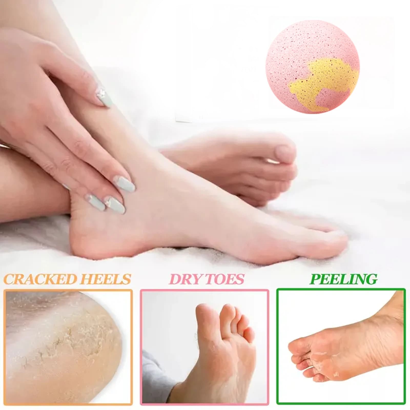 Boule de bain de pieds Rose/gingembre, prévient la sécheresse, les fissures, le pelage du talon, hydratant, réduit les odeurs des pieds, soulage la Fatigue, soins des pieds