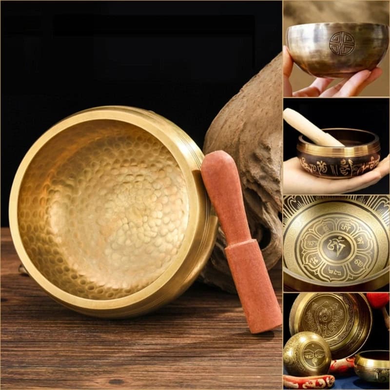 Bol chantant traditionnel, bol prière bouddhiste, Texture en laiton, adapté à guérison sonore, à l'équilibrage des chakras